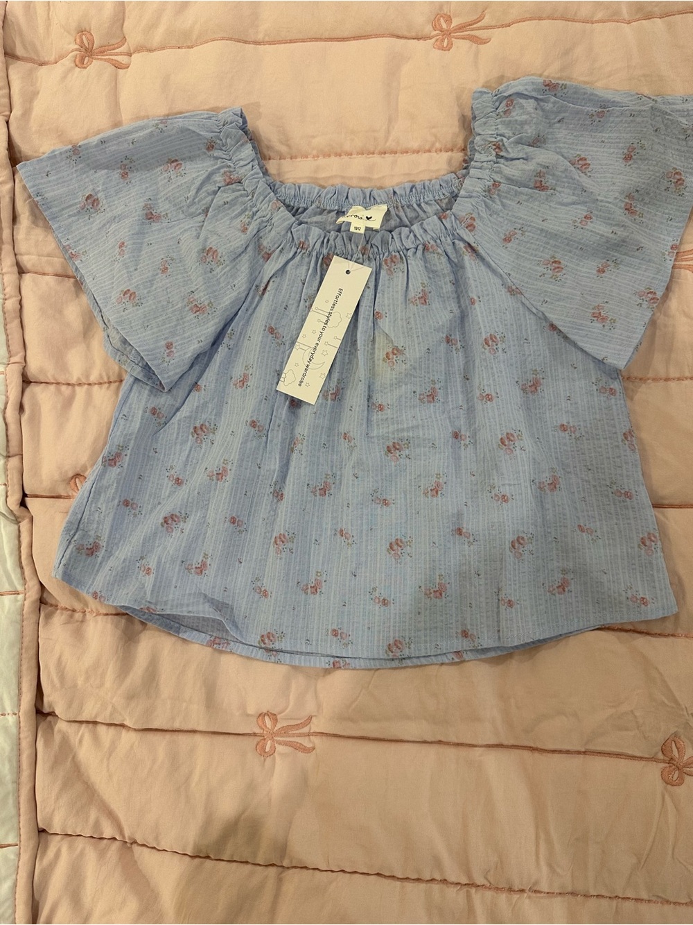 Arrow Girls Light Blue Floral Off-Shoulder Blouse